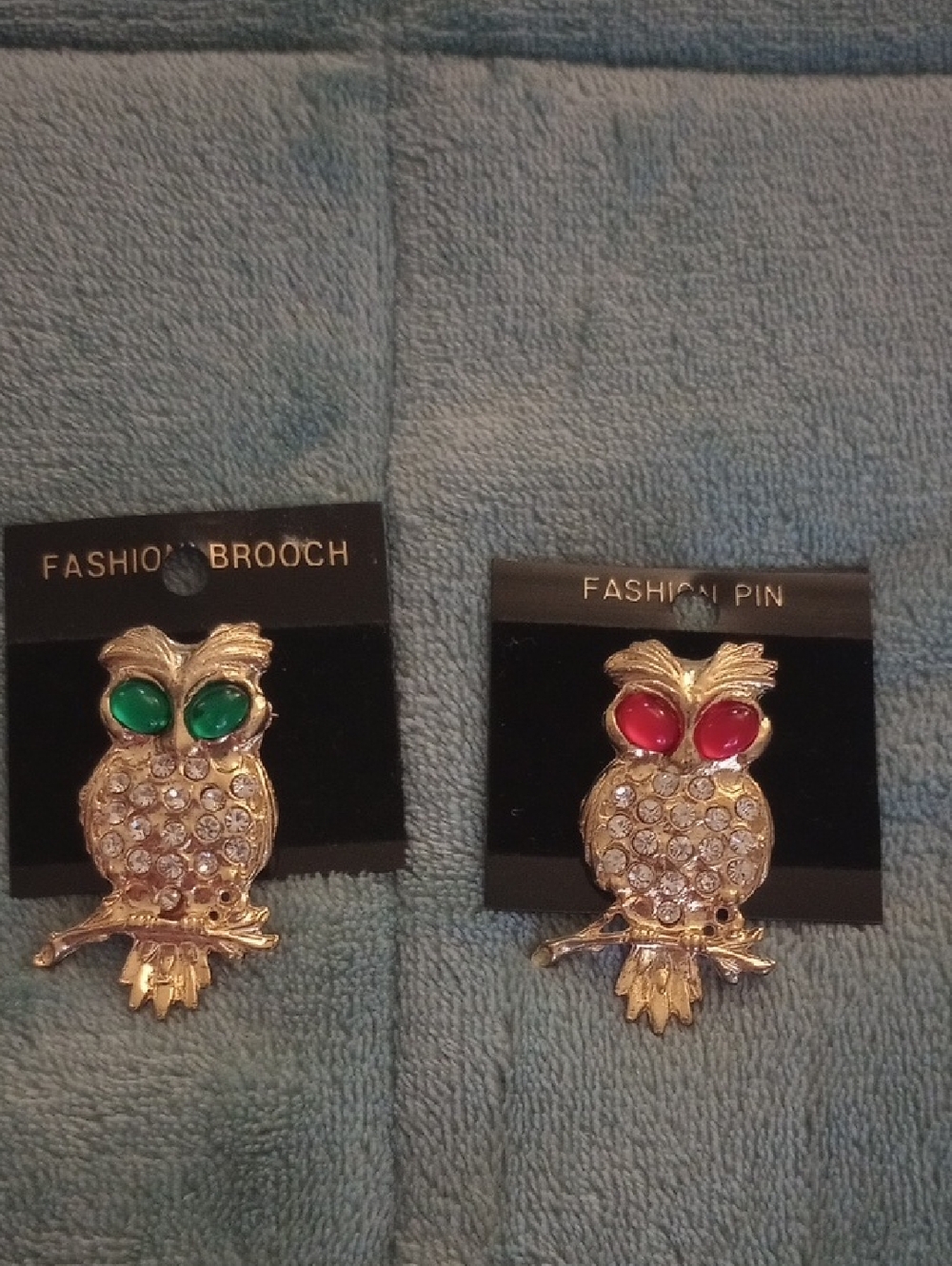 Owl Brooch Pin with Green or Red Eyes- Pick One